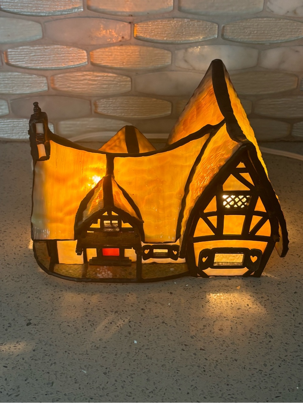Disney Stained-Glass Light 7 Dwarfs' Cottage-core Snow White signed 1412/ 1937